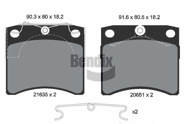 BENDIX Braking BPD1822: Piduriklotsid koos lisadega