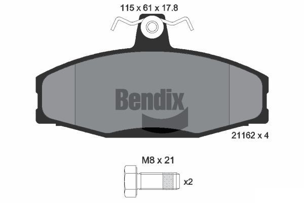 BENDIX Braking BPD1828: Piduriklotsid koos pidurisadula kruvidega
