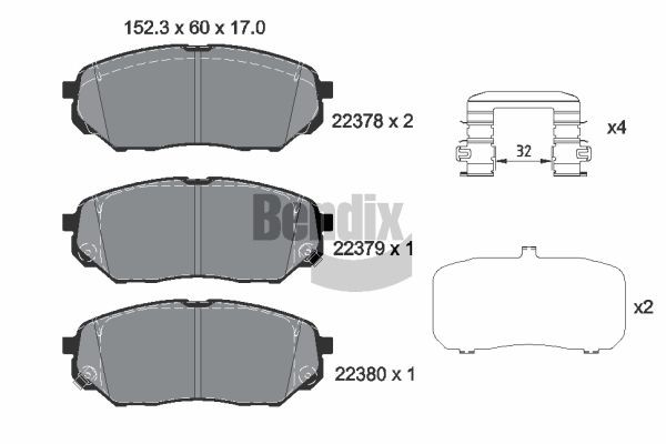 BENDIX Braking BPD1886: Plaquettes de frein avec accessoires