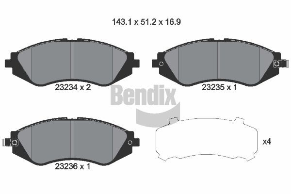 BENDIX Braking BPD1949: Piduriklotsid koos lisadega