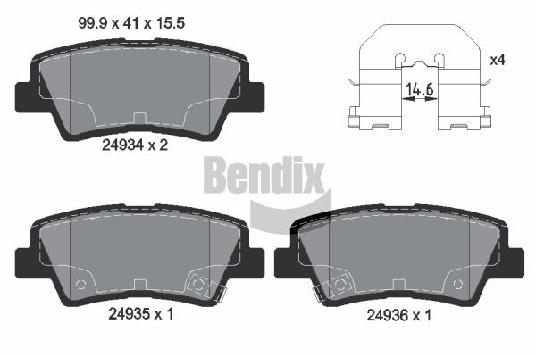 BENDIX Braking BPD2208: Piduriklotsid koos lisadega