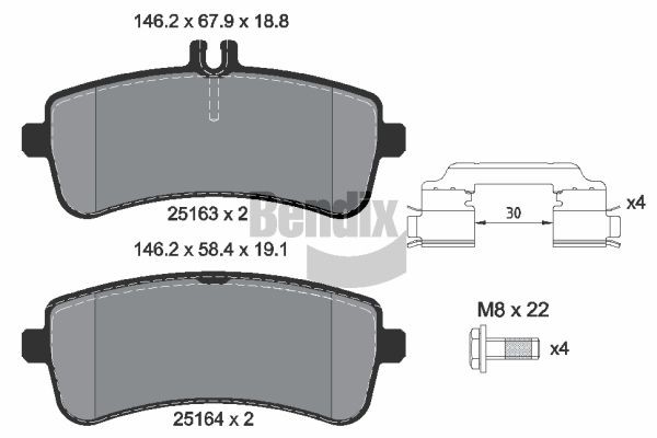 BENDIX Braking BPD2228: Piduriklotsid koos lisadega, koos pidurisadula kruvidega