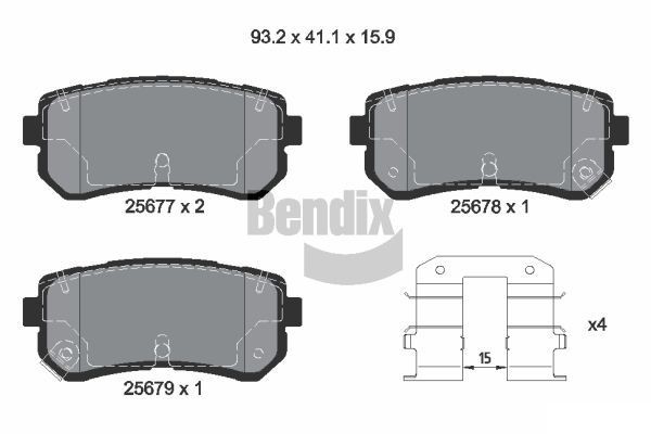 BENDIX Braking BPD2258: Piduriklotsid koos lisadega