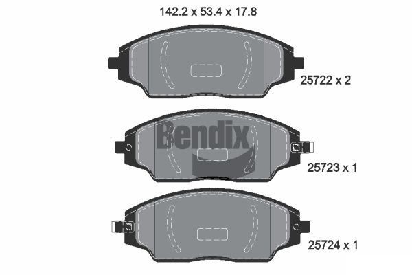 BENDIX Braking BPD2262: Sada brzdových destiček, kotoučová brzda