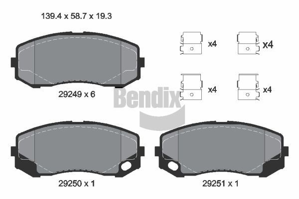 BENDIX Braking BPD2294: Piduriklotsid koos lisadega