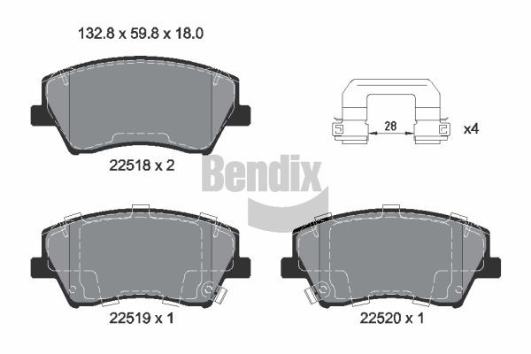 BENDIX Braking BPD2317: Piduriklotsid koos lisadega