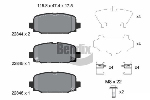 BENDIX Braking BPD2330: Plăcuțe de frână cu acceasorii, cu suruburi etrier