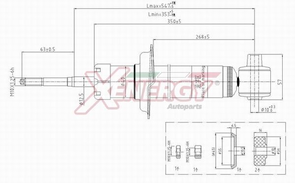 AP XENERGY X165343: Amortizators Aizmugurējais tilts, Gāzes spiediens, Teleskopiskais amortizators