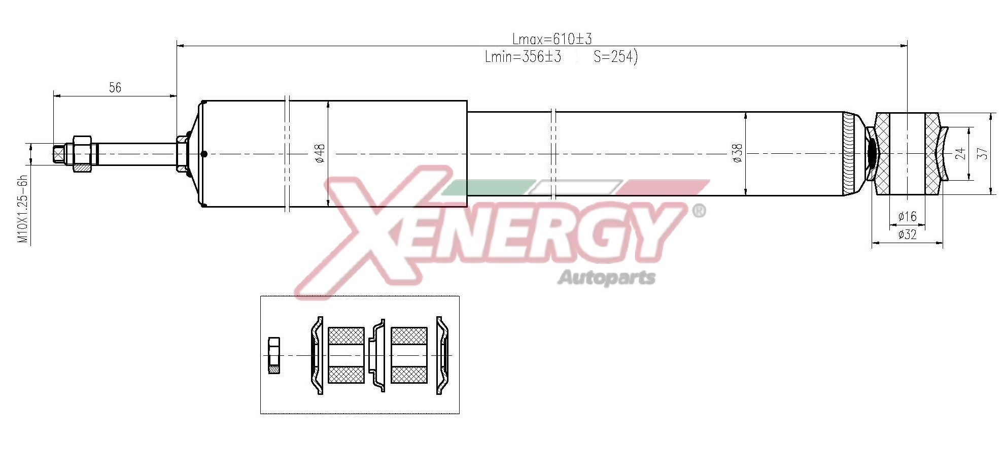 AP XENERGY X195553: Amortizor puntea spate, presiune gas, Telescop - amortizor