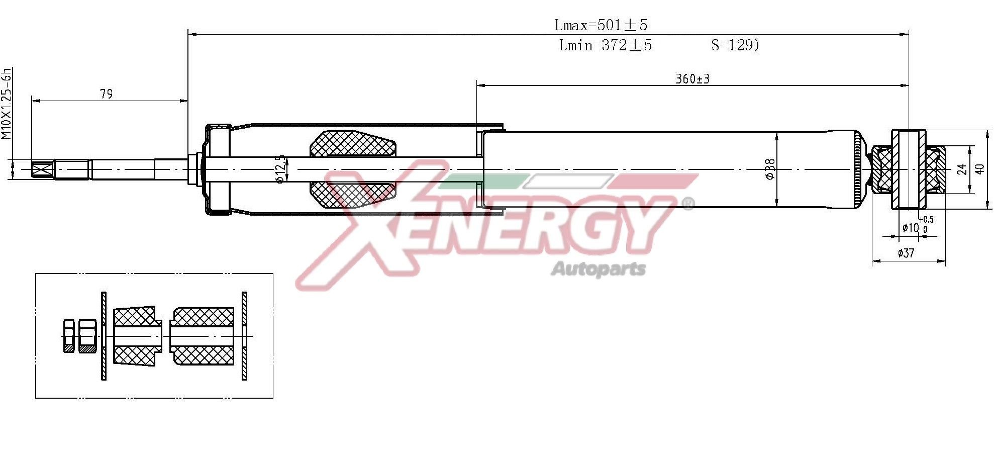 AP XENERGY X236553: Amortizor punte fata, presiune gas, Telescop - amortizor