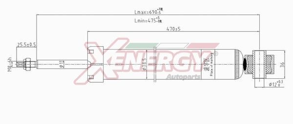 AP XENERGY X419343: Amortizor puntea spate, presiune gas, Telescop - amortizor