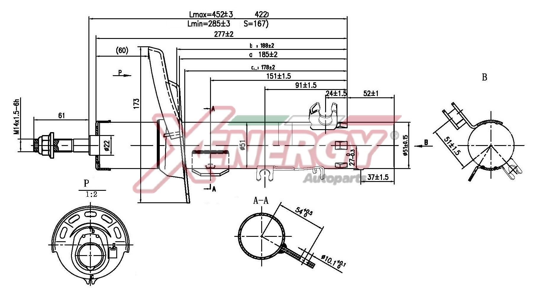 AP XENERGY X794339: Amortisseur Essieu avant droit, Pression de gaz, Jambe de suspension
