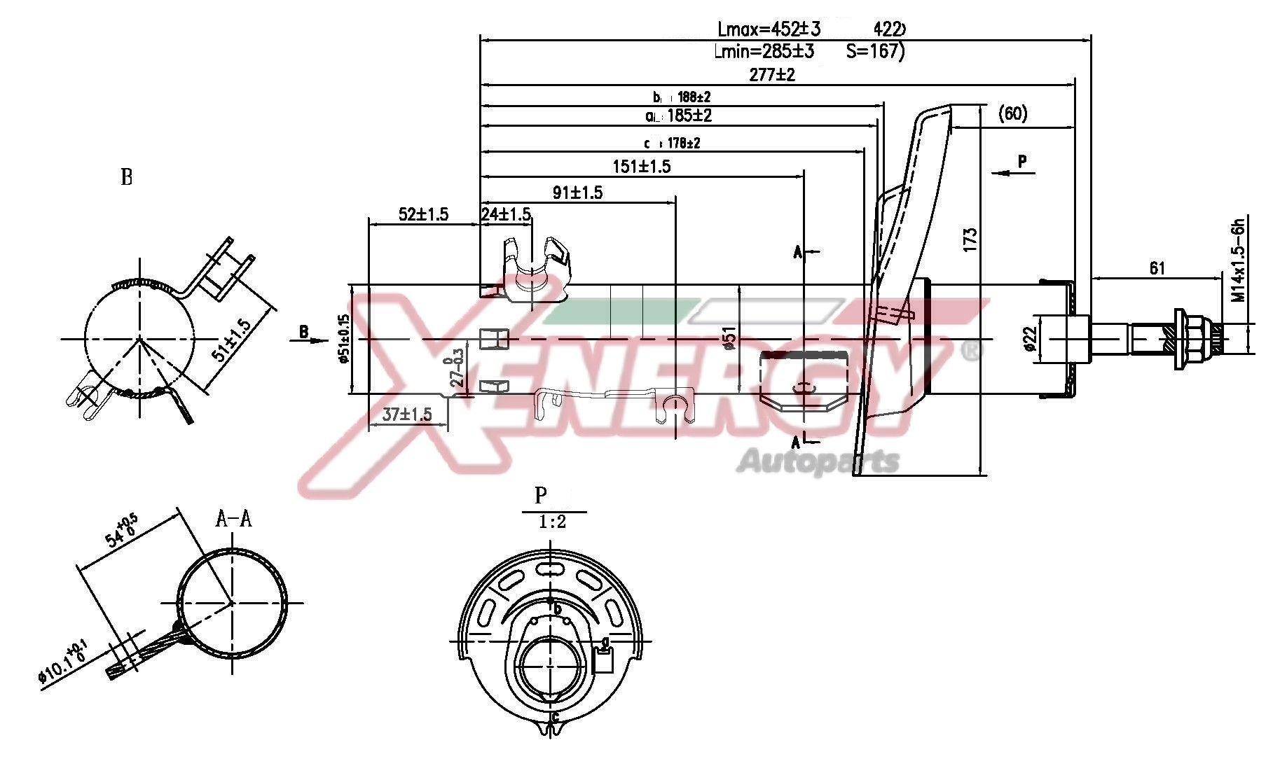 AP XENERGY X795339: Amort esisild vasakul, Gaasirõhk, Vedruamort, Amortisaator, kinnitusvedruga