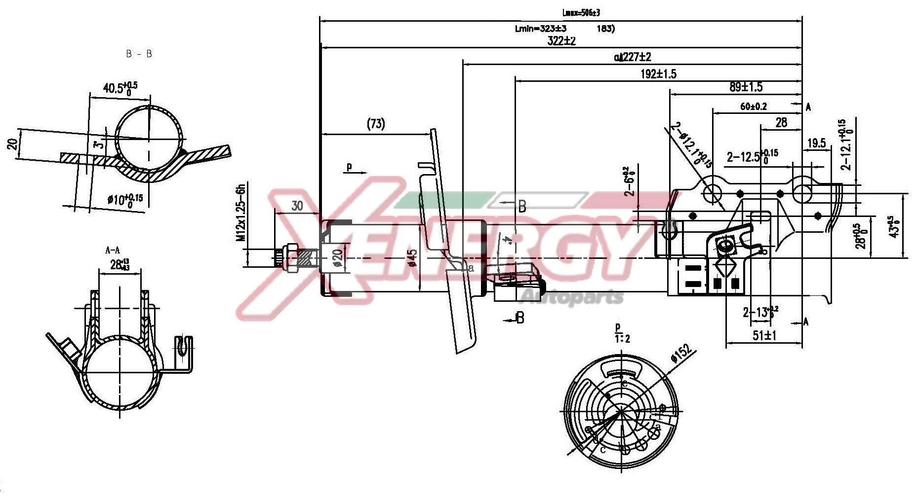 AP XENERGY X8042334: Amortizor Axa fata stanga, presiune gas, Ansamblu amortizor-arc