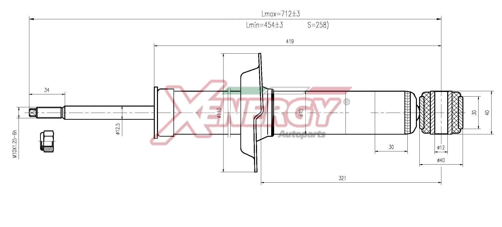 AP XENERGY X813341: Amortizor puntea spate, presiune gas, Amortizor suport arc