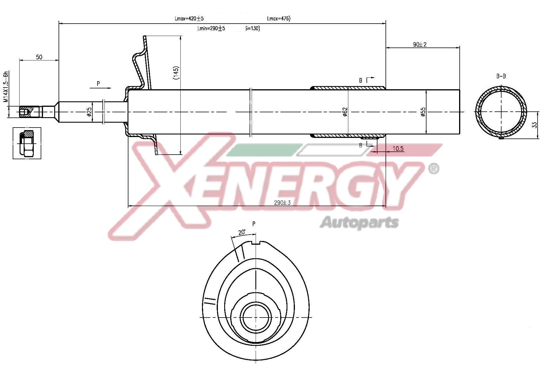 AP XENERGY X815335: Amortizor Axa fata dreapta, presiune gas, Ansamblu amortizor-arc, Amortizor cu arc