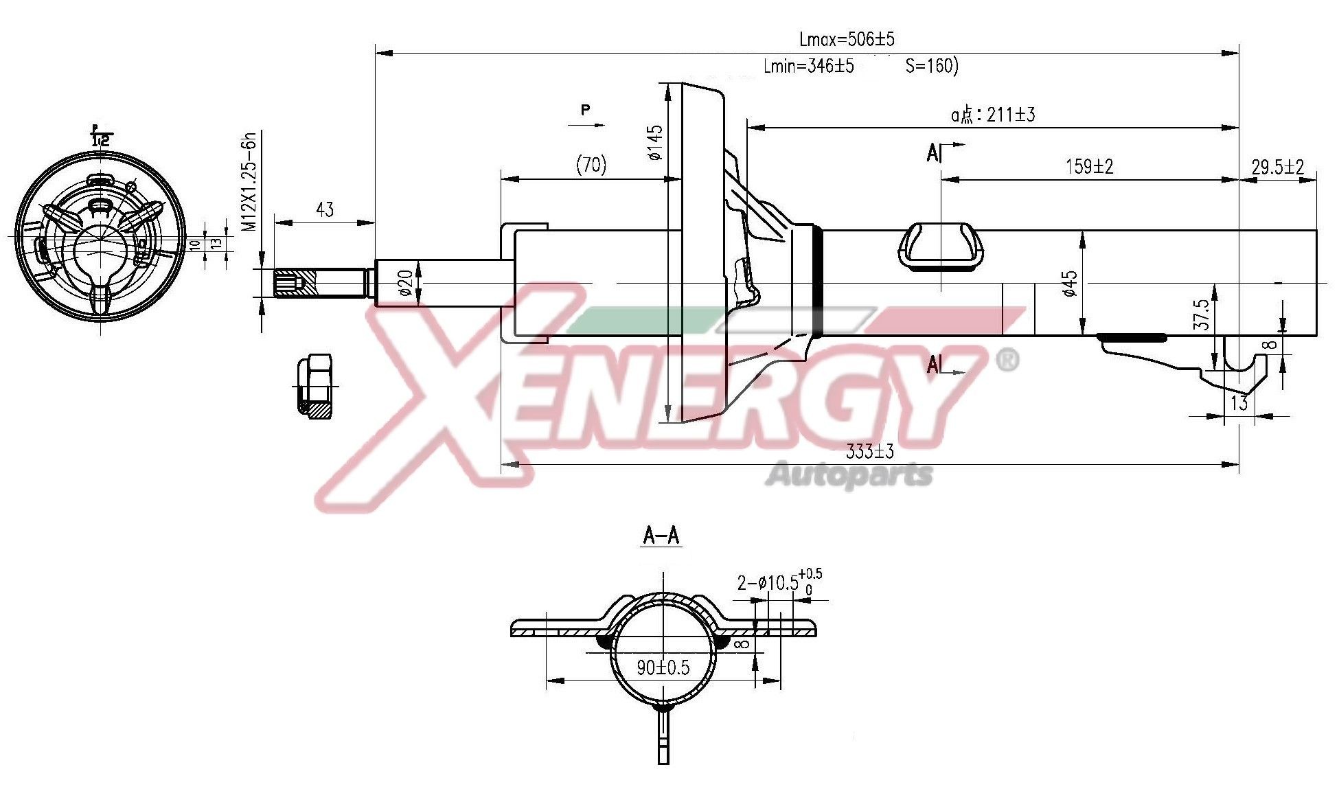 AP XENERGY X823333: Amortizor punte fata, presiune gas, Ansamblu amortizor-arc