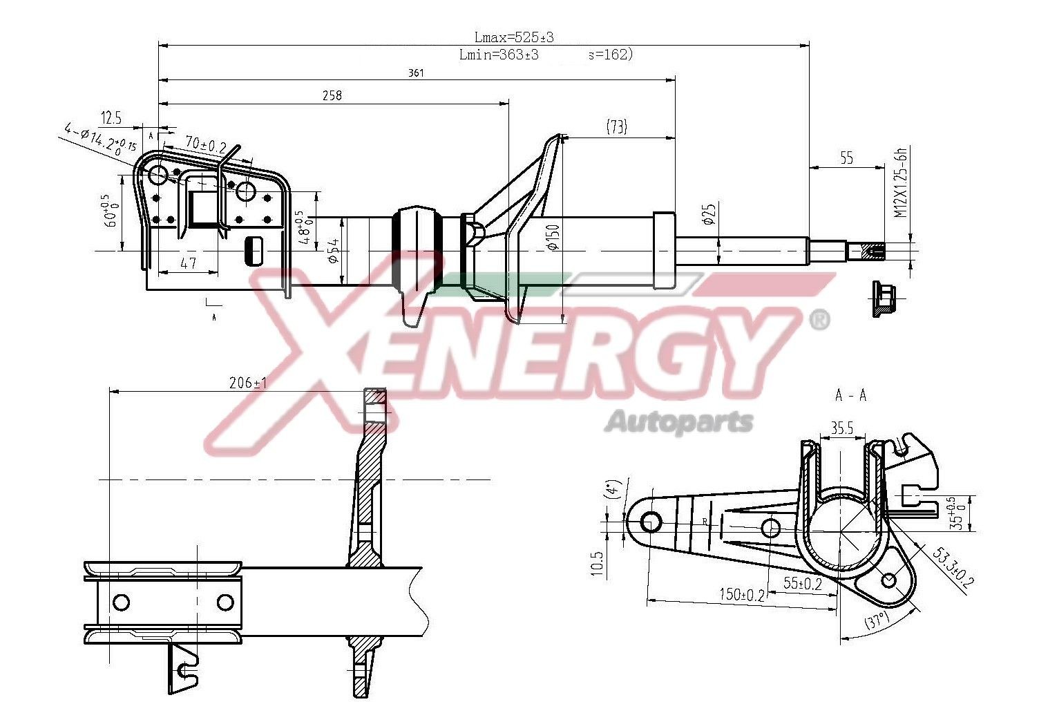 AP XENERGY X926335: Amortizor Axa fata dreapta, presiune gas, Ansamblu amortizor-arc