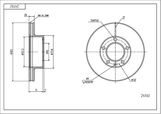 HART 241 161: Piduriketas PREMIUM LINE Ø: 305,5mm, õhutusega, Ø: 305,5mm