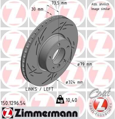 ZIMMERMANN 150.1296.54: Piduriketas BLACK Z Ø: 324mm, sisemine õhutus, piludega, Ø: 324mm, kaetud