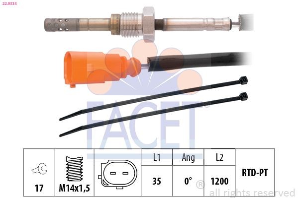 FACET 22.0334: Devējs, Izplūdes gāzu temperatūra Made in Italy - OE Equivalent