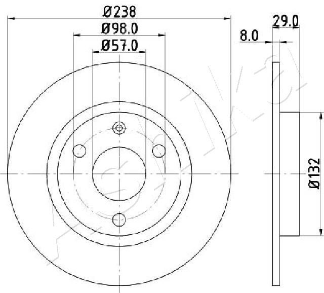 ASHIKA 60-00-0639C: Piduriketas Ø: 237mm, täis, Ø: 237mm