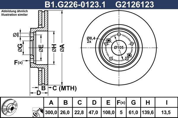 GALFER B1.G226-0123.1: Piduriketas Ø: 300,0mm, õhutusega, Ø: 300,0mm, kaetud