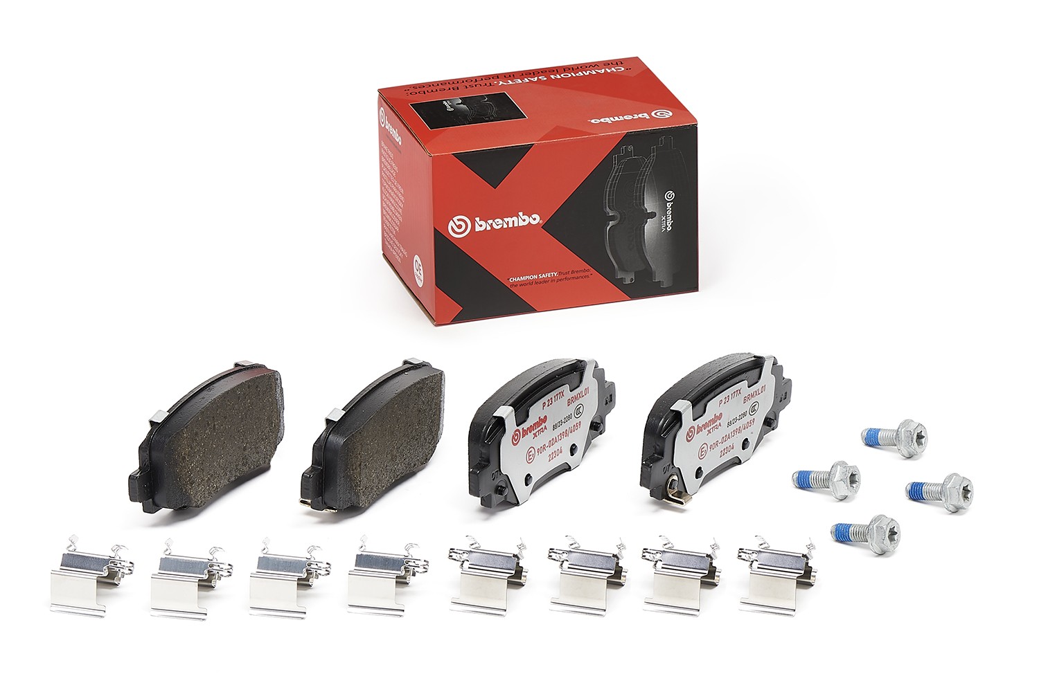 BREMBO P 23 177X: Plăcuțe de frână XTRA LINE cu acceasorii, cu tabla anti scartait