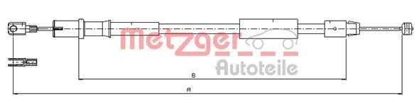 METZGER 10.9837: Cablu, frana de parcare spate stanga, 1285/1035mm, 1285/1035mm, COFLE