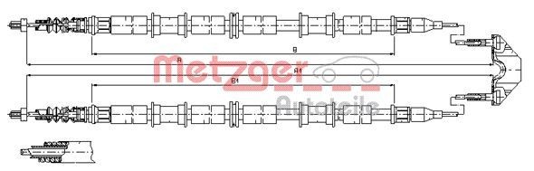 METZGER 11.5863: Cablu, frana de parcare spate, 1592/1403+1592/1403mm, 1592/1403+1592/1403mm, COFLE