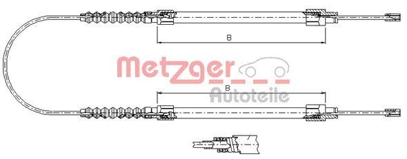 METZGER 1171.8: Cablu, frana de parcare spate, 802/802mm, 3025mm, COFLE