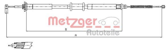 METZGER 12.0704: Cablu, frana de parcare spate stanga, spate dreapta, stanga, 1535/1295mm, 1535/1295mm, COFLE