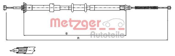 METZGER 12.0725: Câble de frein à main arrière gauche, 1425/1176mm, 1425/1176mm, COFLE