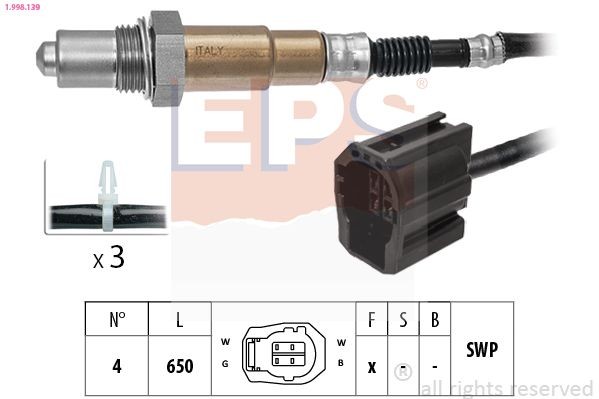 EPS 1.998.139: Lambda andur Made in Italy - OE Equivalent koos kinnitusmaterjaliga