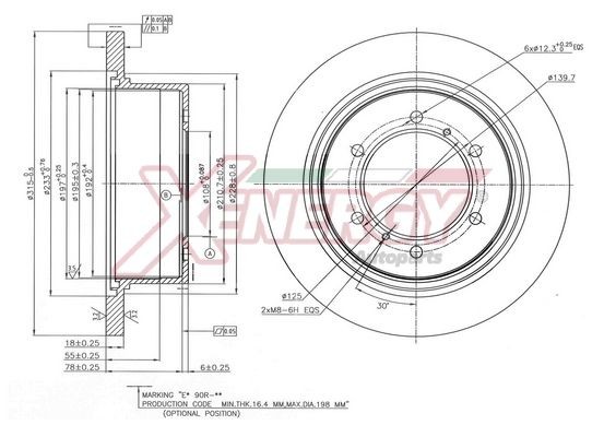 AP XENERGY X601492: Disc de frână puntea spate, Ř: 315mm, plin, Ř: 315mm