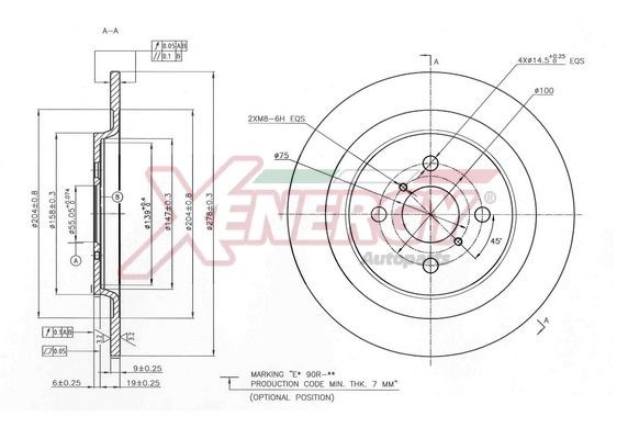 AP XENERGY X601519: Disc de frână puntea spate, Ř: 278mm, plin, Ř: 278mm