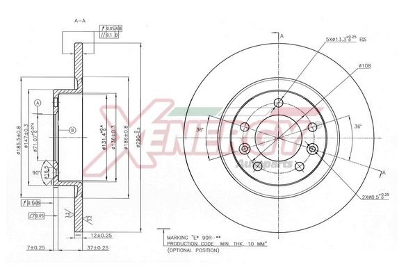 AP XENERGY X601537: Disc de frână puntea spate, Ř: 290mm, plin, Ř: 290mm