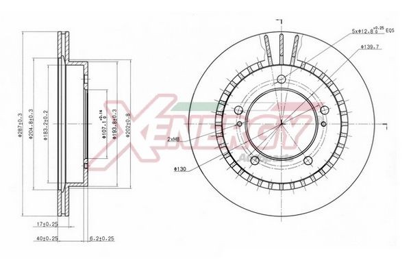 AP XENERGY X602769: Disc de frână punte fata, Ř: 287mm, ventilat, Ř: 287mm