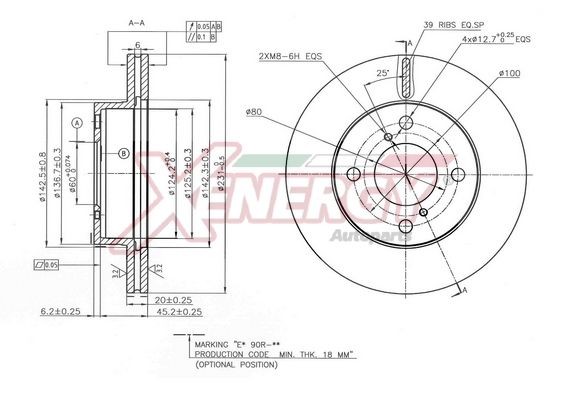AP XENERGY X602771: Disc de frână punte fata, Ř: 231mm, ventilat, Ř: 231mm