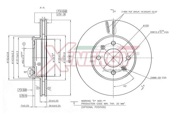 AP XENERGY X602805: Bremseskive foraksel, Ø: 256mm, ventileret, Ø: 256mm