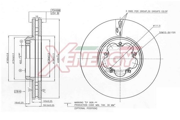 AP XENERGY X602813: Disc de frână punte fata, Ř: 288mm, ventilat, Ř: 288mm