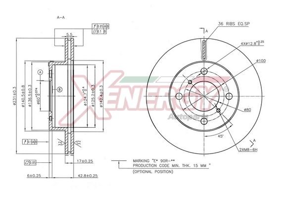 AP XENERGY X602827: Piduriketas Esisild, Ø: 231mm, õhutusega, Ø: 231mm