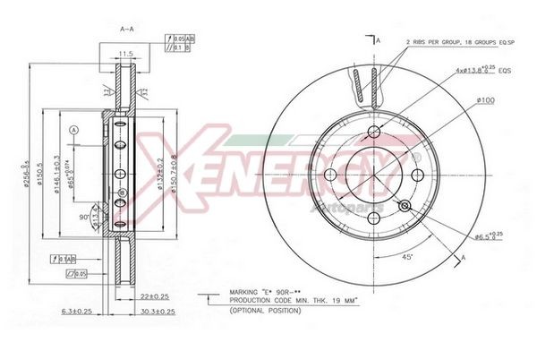 AP XENERGY X602896: Piduriketas Esisild, Ø: 256mm, õhutusega, Ø: 256mm