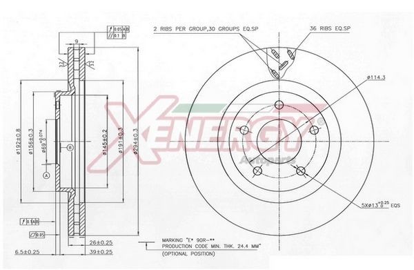 AP XENERGY X602914: Piduriketas Esisild, Ø: 294mm, õhutusega, Ø: 294mm
