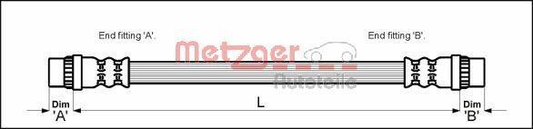 METZGER 4111164: Furtun frana 183mm