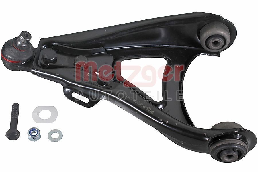 METZGER 58064501: Brat, suspensie roata Axa fata stanga, partea de jos, cu bucsa de cauciuc, cu articulatie de sarcina/ghidare