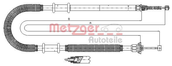 METZGER 641.10: Cablu, frana de parcare spate stanga, spate dreapta, stanga, 1755/1465mm, 1755/1465mm, COFLE