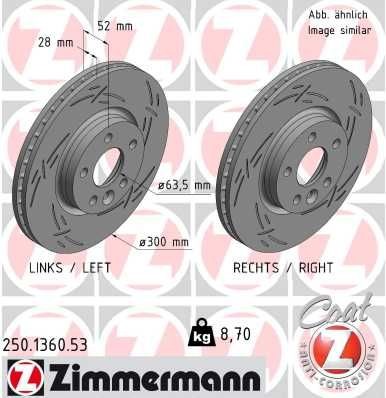ZIMMERMANN 250.1360.53: Piduriketas BLACK Z Ø: 300mm, sisemine õhutus, piludega, Ø: 300mm, kaetud