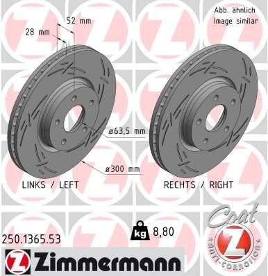 ZIMMERMANN 250.1365.53: Piduriketas BLACK Z Ø: 300mm, sisemine õhutus, piludega, Ø: 300mm, kaetud