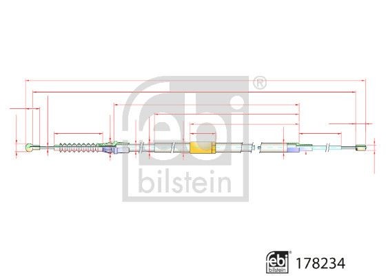 FEBI BILSTEIN 178234: Cablu, frana de parcare spate stanga, spate dreapta, 1505mm